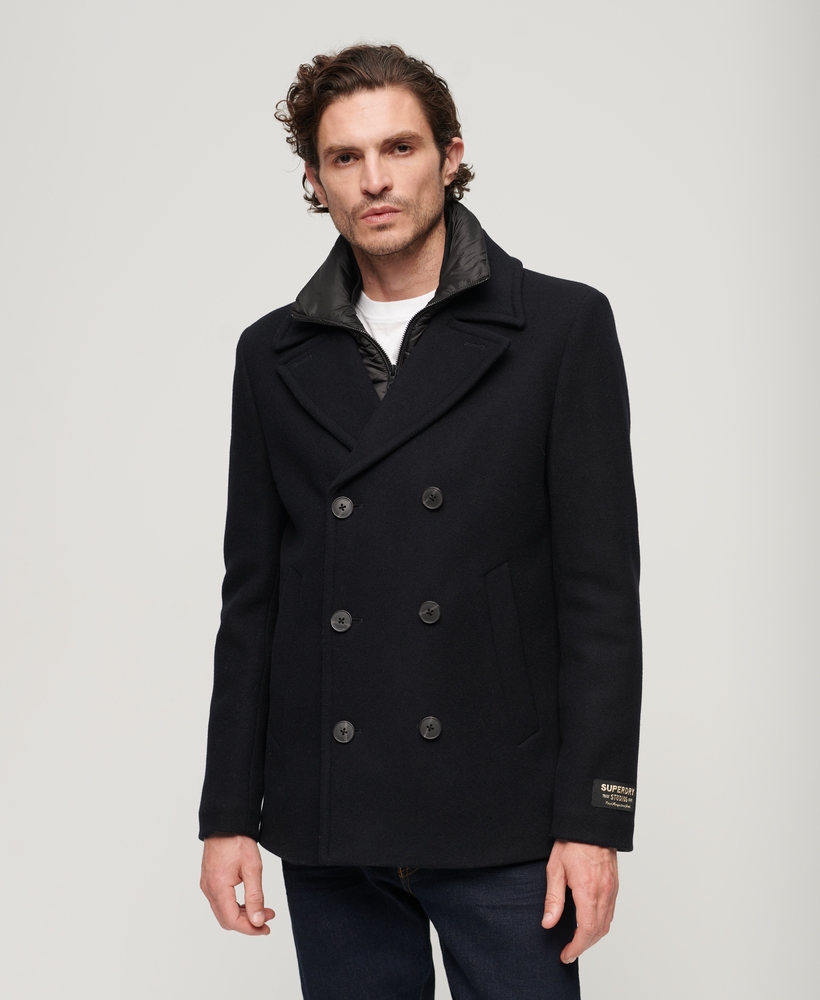 Mens double cheap breasted overcoat wool