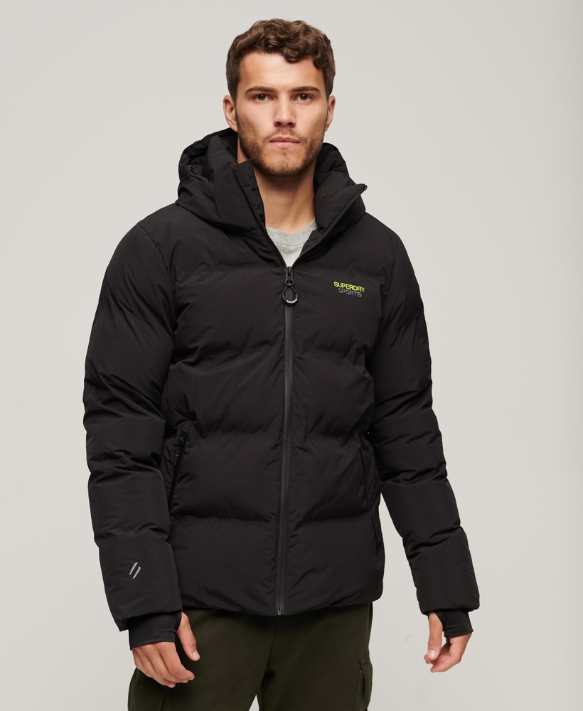 HOODED BOXY PUFFER MEN'S BLACK JACKET