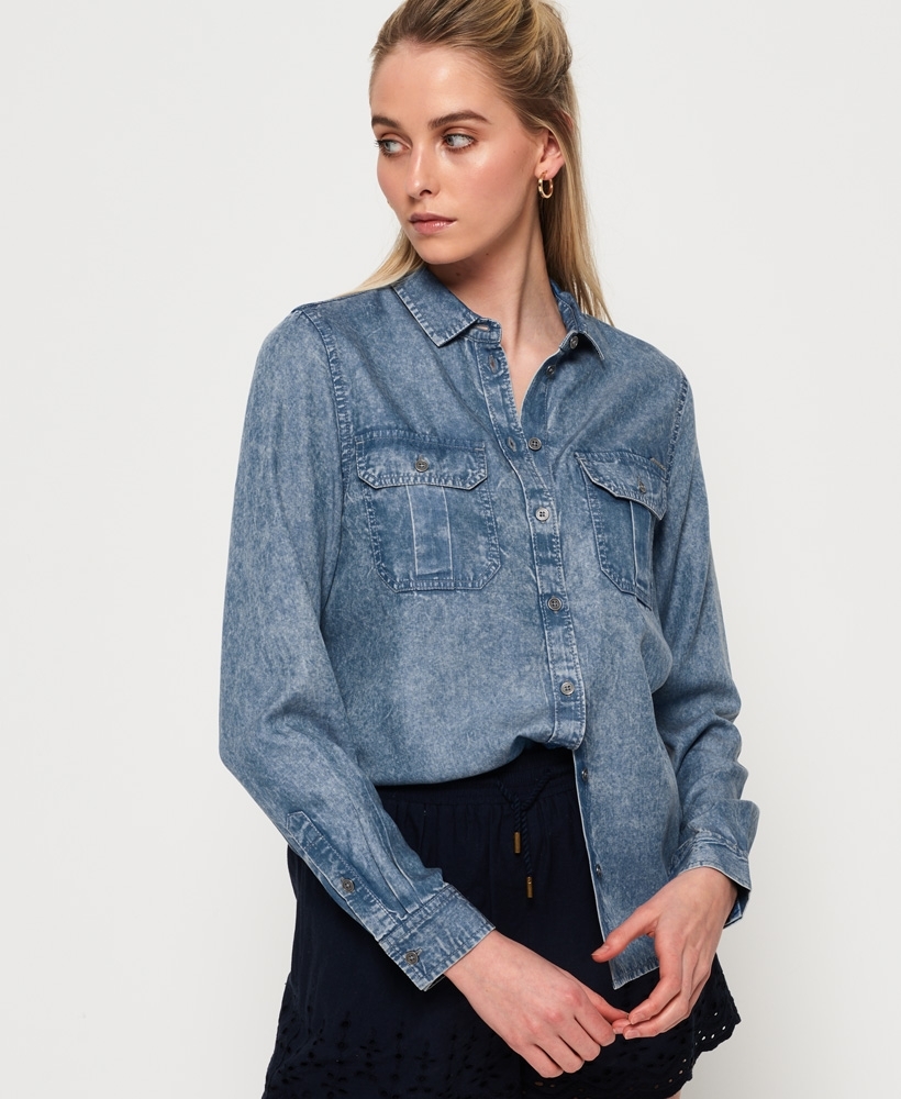 Calvin Klein Jeans Acid Wash Denim Button Down Shirt, $89 | Bon-Ton |  Lookastic