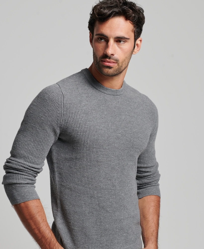 VINTAGE TEXTURED CREW KNIT MEN S GREY KNIT