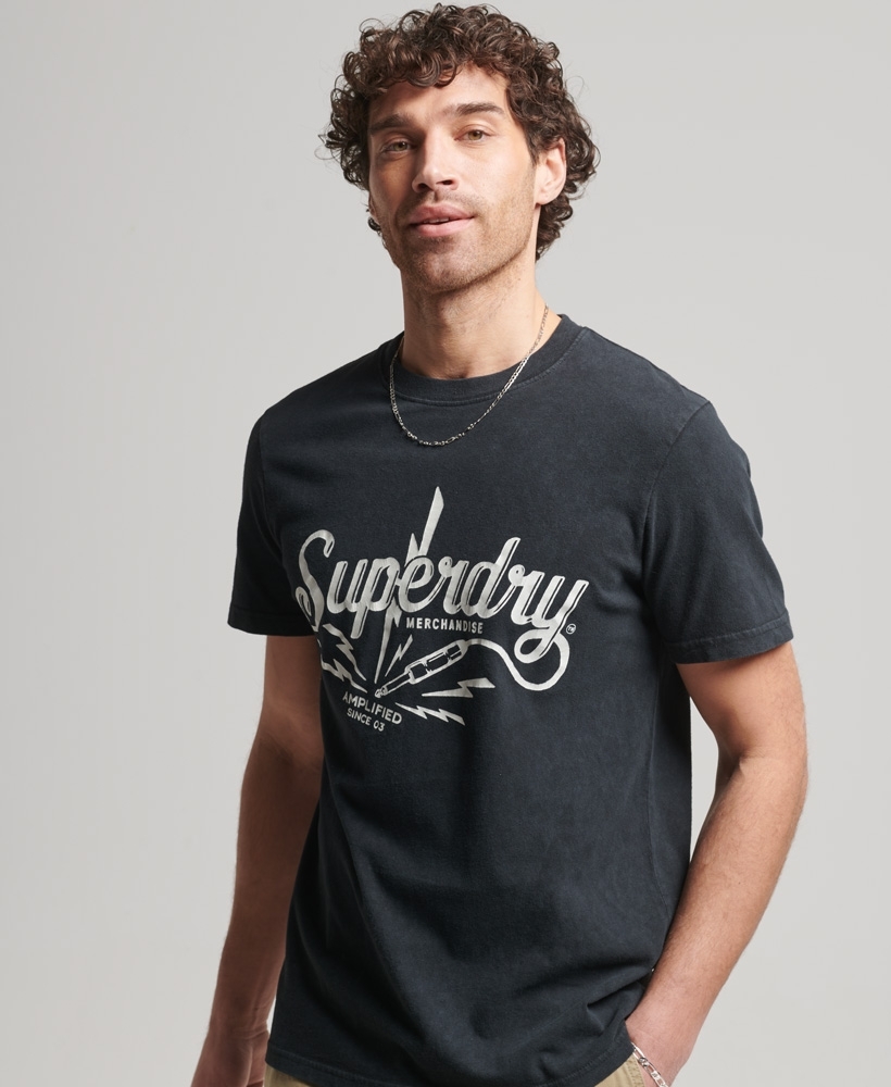 Mens - Vintage Logo Heritage Chest T-Shirt in Nero Black Marl