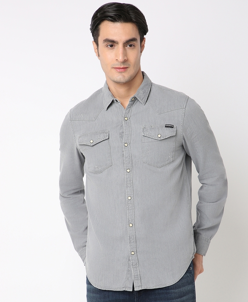 Wholesale Dark Ash Grey Denim Shirt Manufacturer in USA, UK