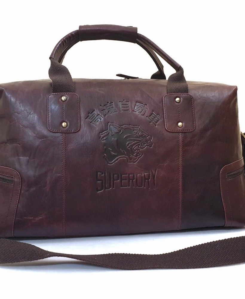 Customized 'VP' Metal Initial Handmade Tan Leather Duffle Bag With Bag