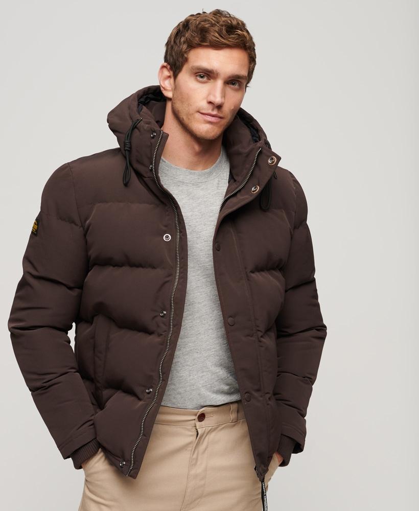 Dark Black Men's Hooded Puffer Coat 