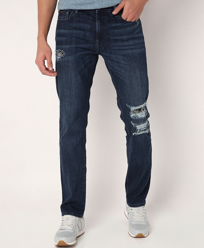 Men's Stretchy Ripped Jeans Distressed Destroyed Slim Fit Straight Leg  Denim Jeans Fashion Design Streetwear Skinny Denim Trousers - Walmart.com