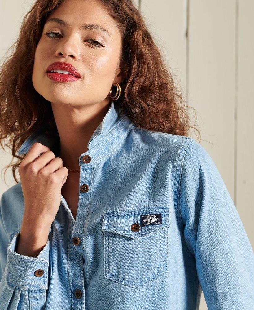 Style This J.Crew Everyday Chambray Shirt Several Ways | Us Weekly