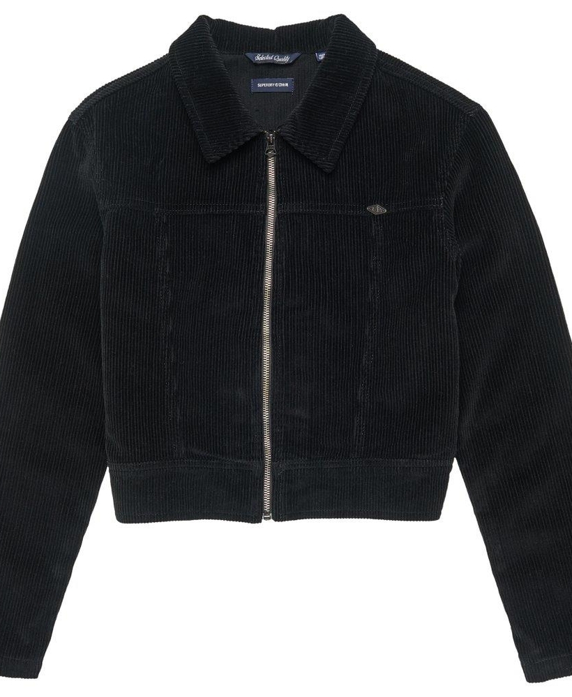 Black cropped cord outlet jacket