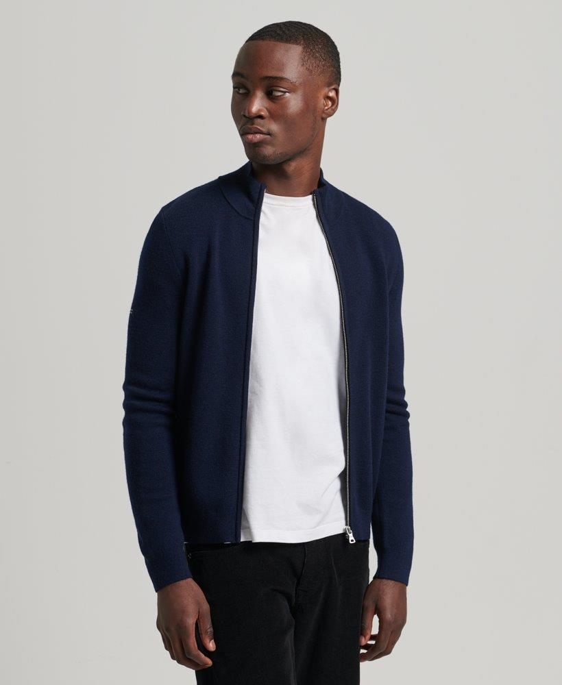 Merino zip through on sale cardigan