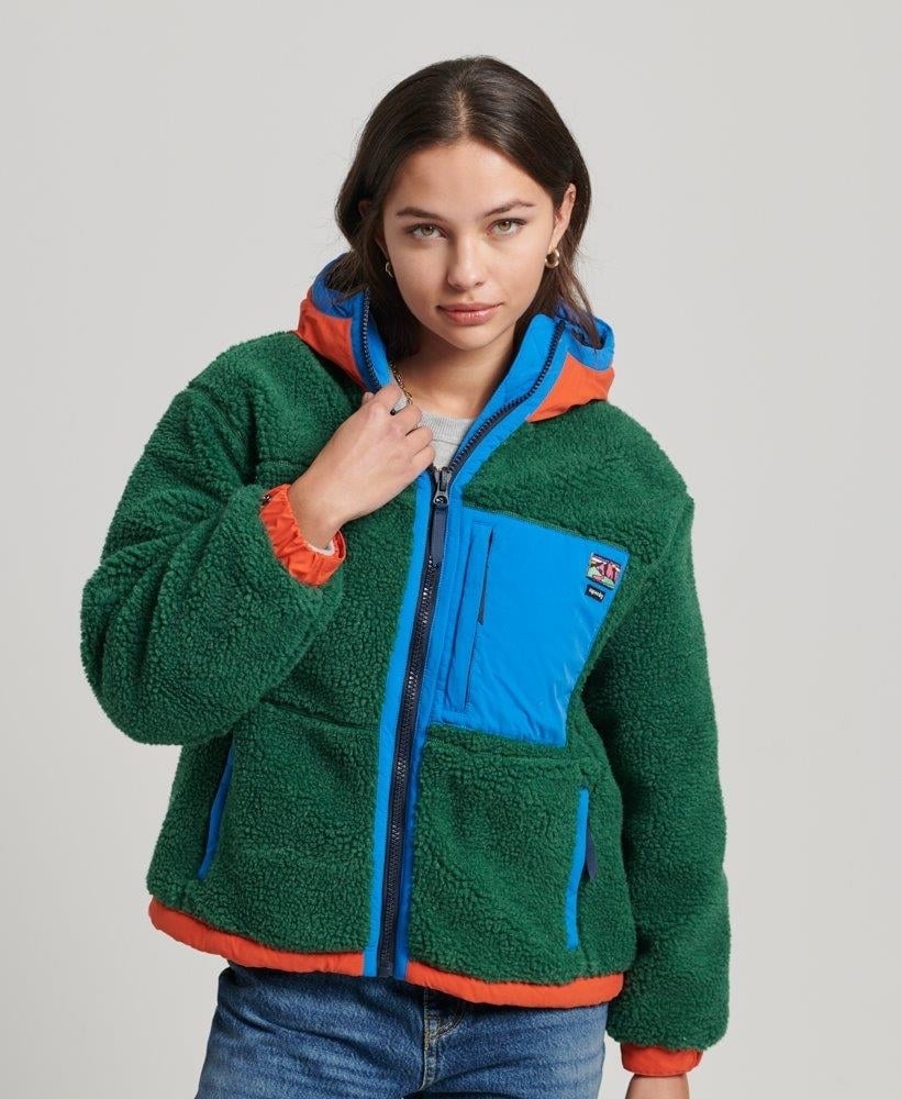 Womens hooded sherpa on sale jacket