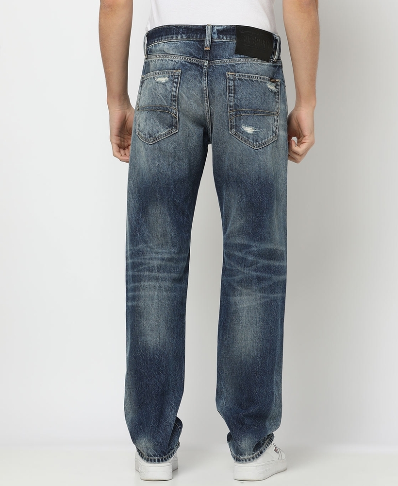 NARUTO STRAIGHT HEAVY DISTRESSED MID BLUE JEANS