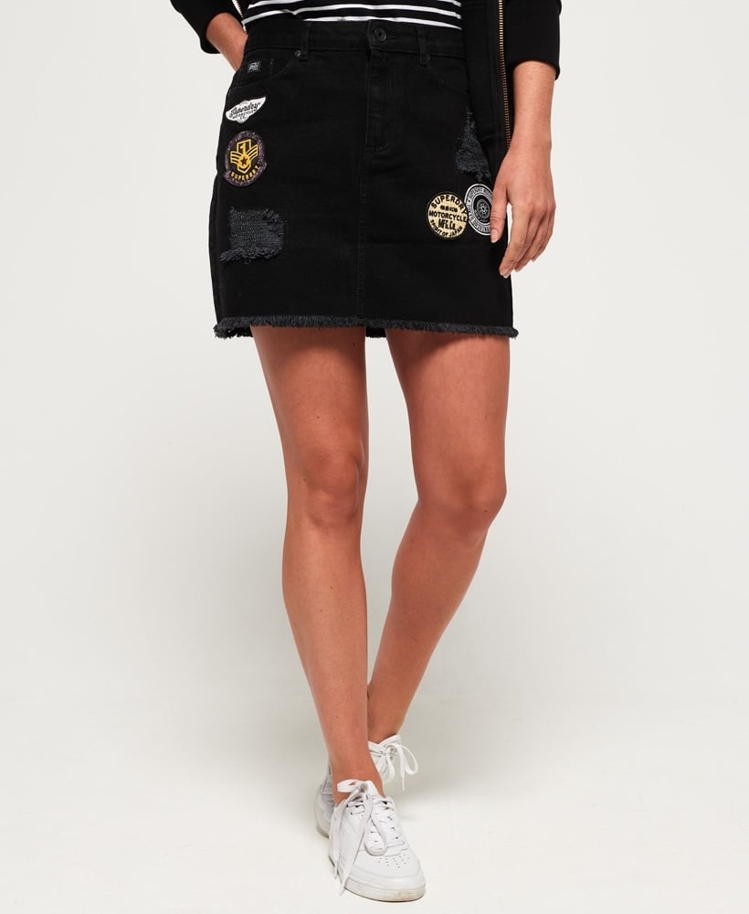 Black denim hotsell micro mini skirt