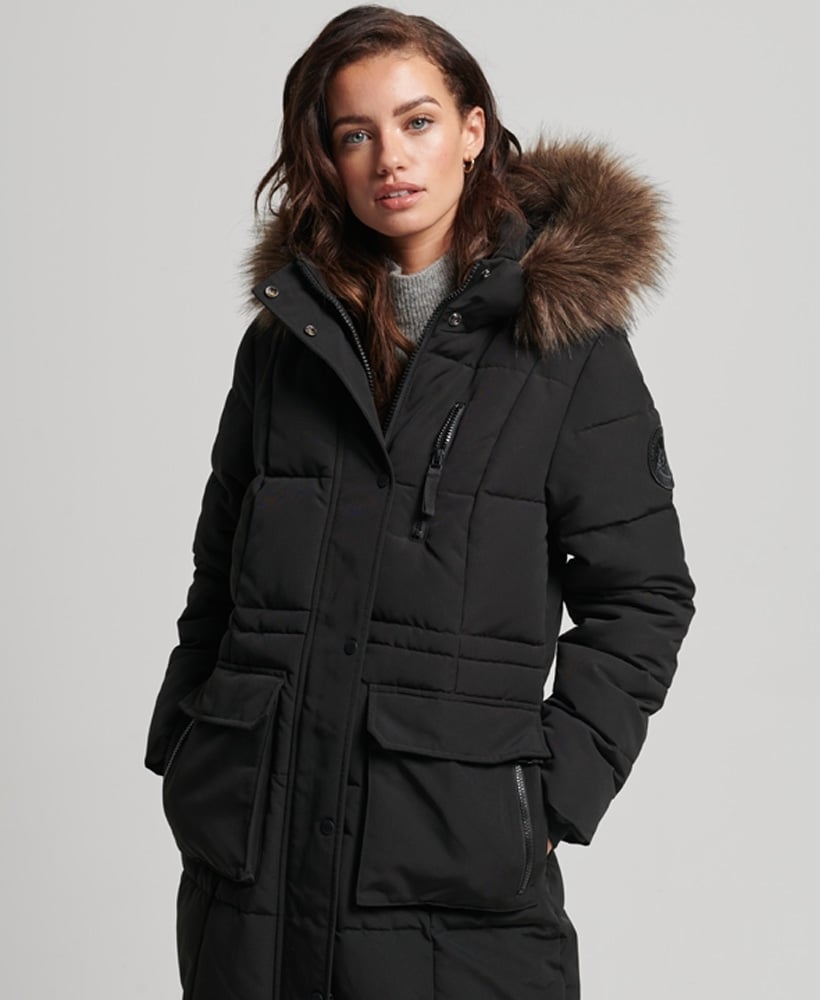 Women's Long Puffer Padded Hooded Coat With Side Zip Beige – Styledup.co.uk