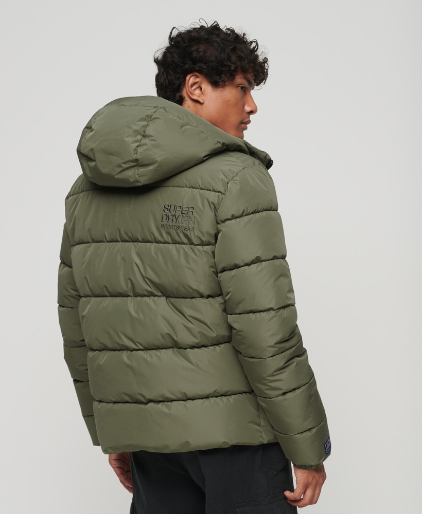 Green hooded cheap puffer jacket