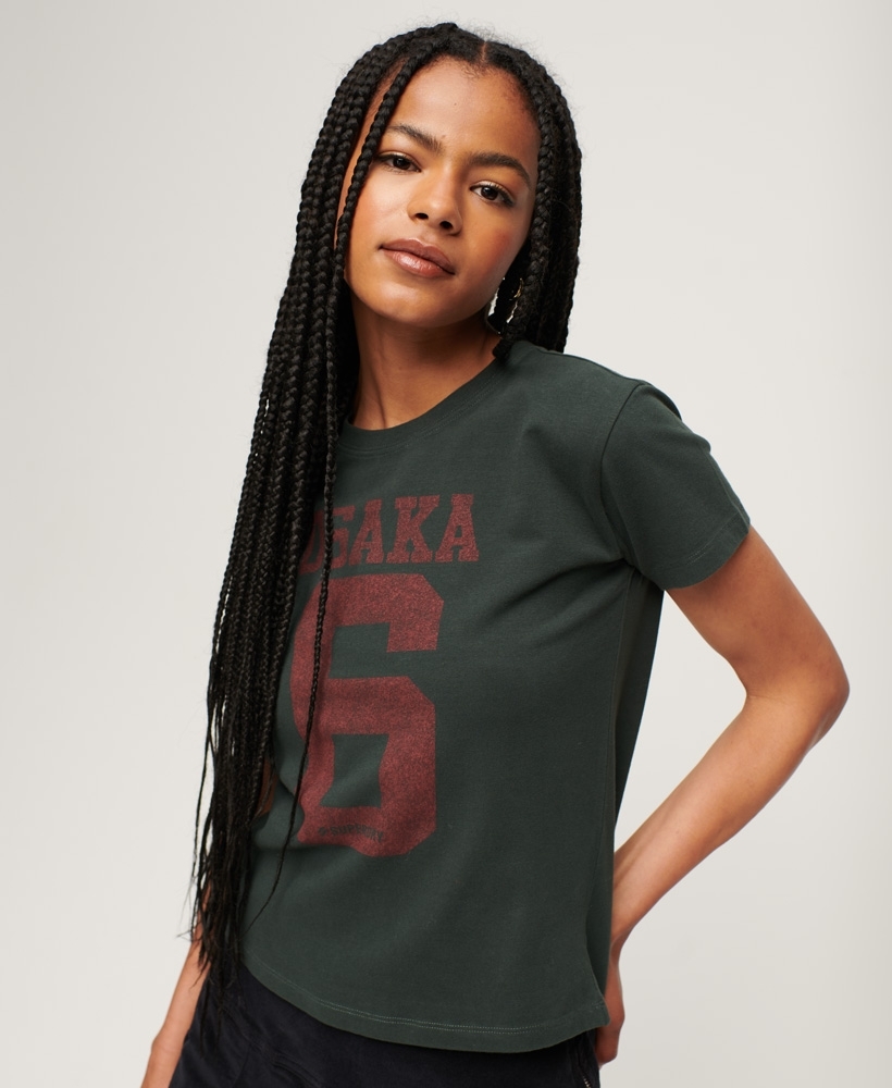 OSAKA GRAPHIC SS FITTED WOMENS GREEN T-SHIRT