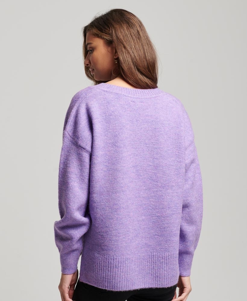 Women's Dark Purple Oversized Sweater, Grey Crew-neck T-shirt