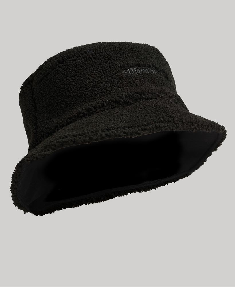 FLEECE WOMENS BLACK BUCKET HAT