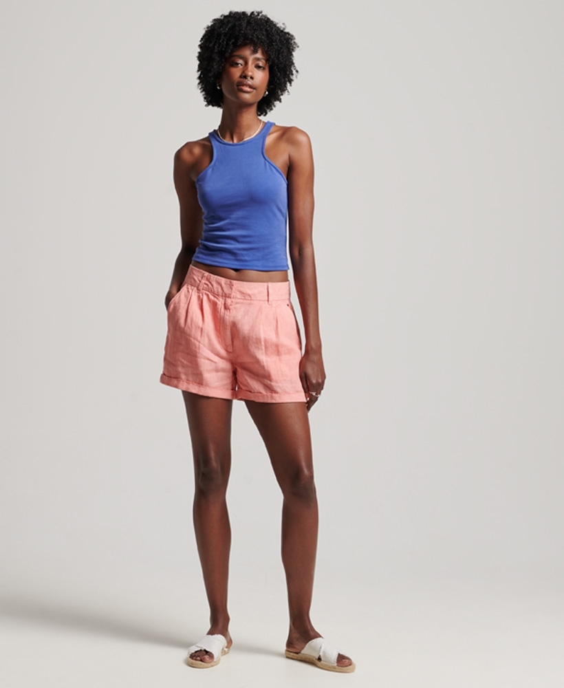 Orange store linen shorts