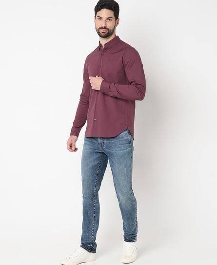 PREMIUM STRETCH L/S MEN'S RED SHIRT