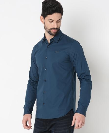 PREMIUM STRETCH L/S MEN'S BLUE SHIRT