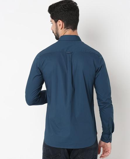 PREMIUM STRETCH L/S MEN'S BLUE SHIRT