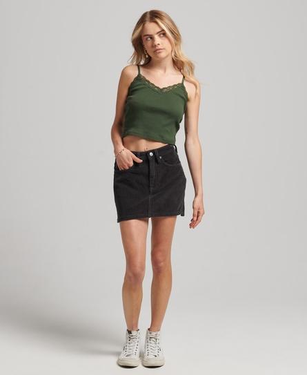 CORD MINI WOMEN'S BLACK SKIRT