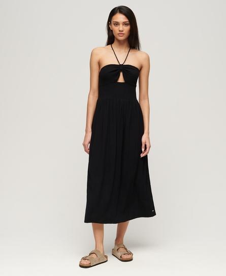 CUT OUT WOMEN'S BLACK MIDI DRESS