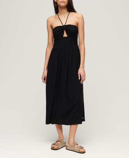 CUT OUT WOMEN'S BLACK MIDI DRESS