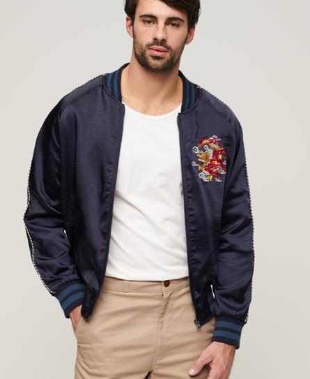 SUIKAJAN EMBROIDERED MEN'S BLUE BOMBER JACKET