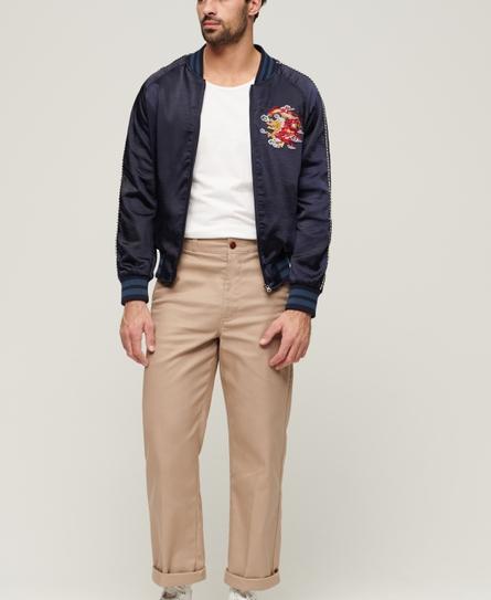 SUIKAJAN EMBROIDERED MEN'S BLUE BOMBER JACKET