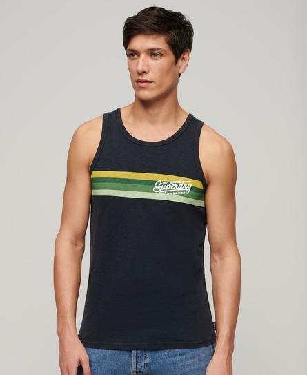 CALI STRIPED LOGO MEN'S BLUE VEST TOP