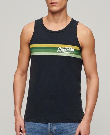 CALI STRIPED LOGO MEN'S BLUE VEST TOP