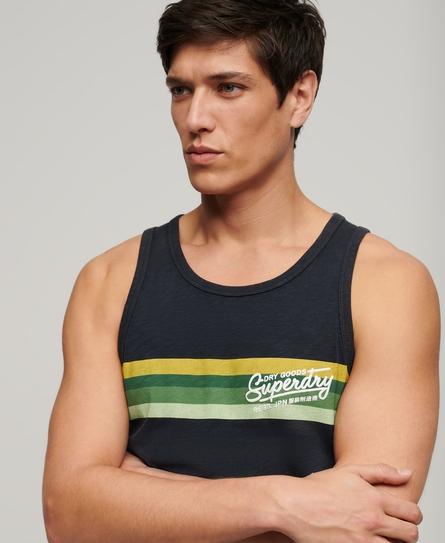 CALI STRIPED LOGO MEN'S BLUE VEST TOP