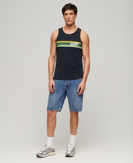 CALI STRIPED LOGO MEN'S BLUE VEST TOP