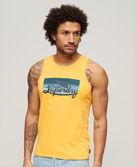 CALI STRIPED LOGO MEN'S YELLOW VEST TOP