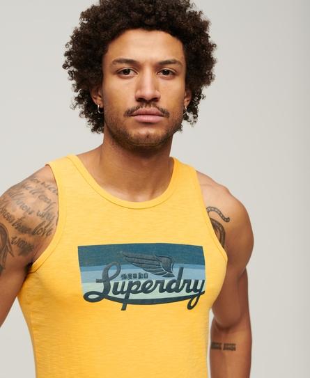 CALI STRIPED LOGO MEN'S YELLOW VEST TOP