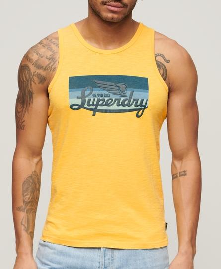 CALI STRIPED LOGO MEN'S YELLOW VEST TOP