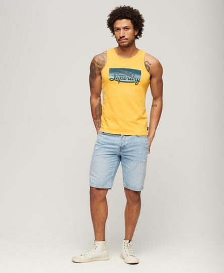 CALI STRIPED LOGO MEN'S YELLOW VEST TOP