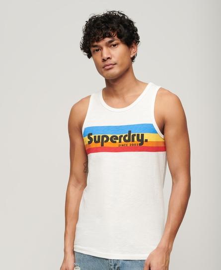 CALI STRIPED LOGO MEN'S BEIGE VEST TOP