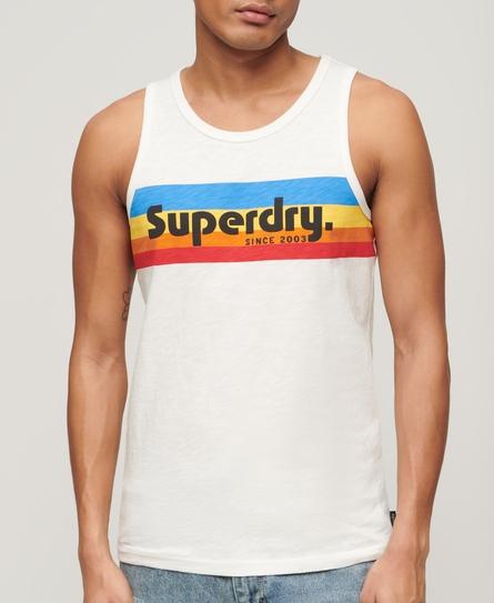 CALI STRIPED LOGO MEN'S BEIGE VEST TOP