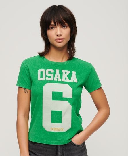 OSAKA GRAPHIC FITTED WOMEN'S GREEN T-SHIRT