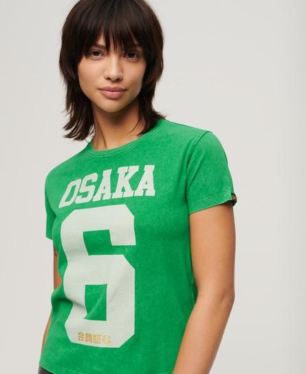 OSAKA GRAPHIC FITTED WOMEN'S GREEN T-SHIRT