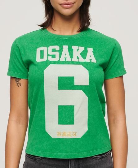 OSAKA GRAPHIC FITTED WOMEN'S GREEN T-SHIRT