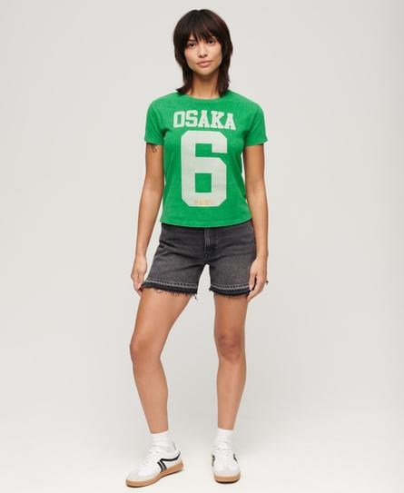 OSAKA GRAPHIC FITTED WOMEN'S GREEN T-SHIRT