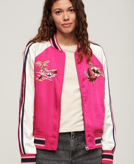 SUIKAJAN EMBROIDERED WOMEN'S PINK BOMBER JACKET