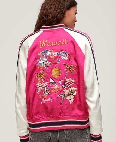 SUIKAJAN EMBROIDERED WOMEN'S PINK BOMBER JACKET