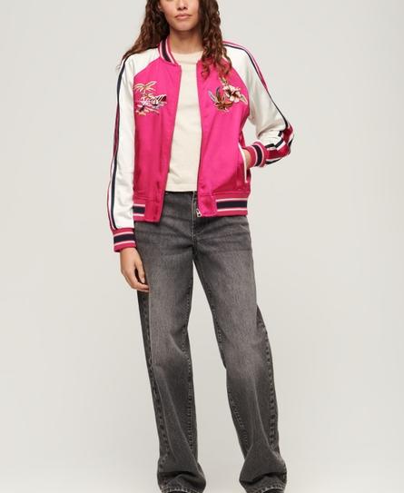 SUIKAJAN EMBROIDERED WOMEN'S PINK BOMBER JACKET