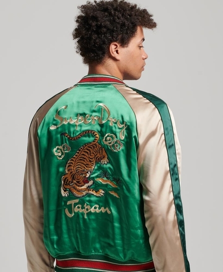 SUIKAJAN EMBROIDERED MEN'S GREEN BOMBER JACKET