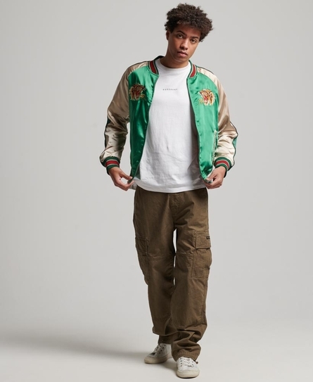 SUIKAJAN EMBROIDERED MEN'S GREEN BOMBER JACKET