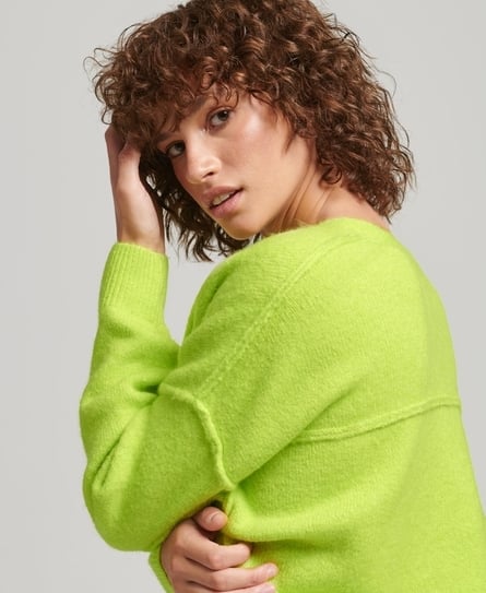 STUDIOS SLOUCH WOMEN'S GREEN VEE KNIT SWEATER