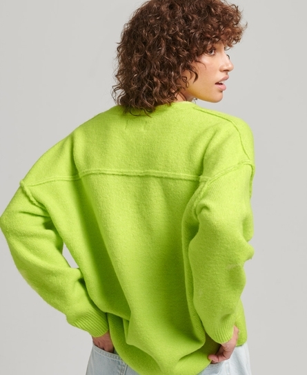 STUDIOS SLOUCH WOMEN'S GREEN VEE KNIT SWEATER